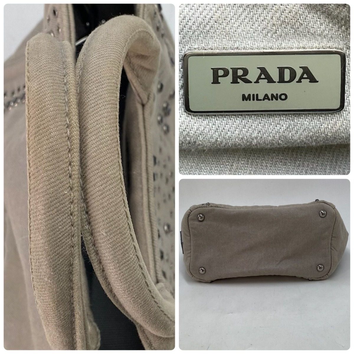 Prada Handbag Shoulder Perforated Studs Travel — view 5