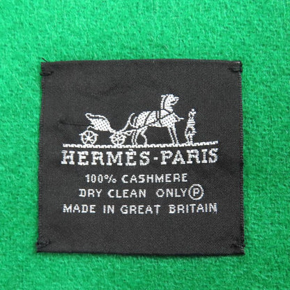 Hermes 100% Cashmere Logo Embroidery Bicolor Fringed Large Shawl Scarf Gray