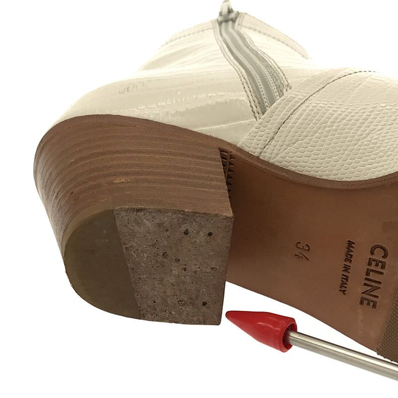 Celine Croc Shape Pressed Short Boots - 34 - White - Women's