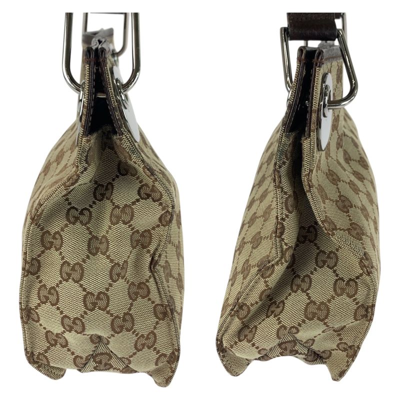 Gucci Brown Beige Silver Hardware GG Canvas 120811 Shoulder Bag Women 505313