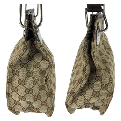 Gucci Brown Beige Silver Hardware GG Canvas 120811 Shoulder Bag Women 505313