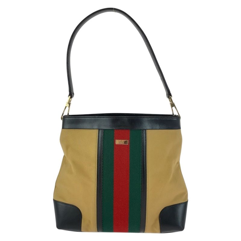 Gucci Sherry Line Beige Red Green Silver Hardware Canvas 001 4231 Shoulder Bag