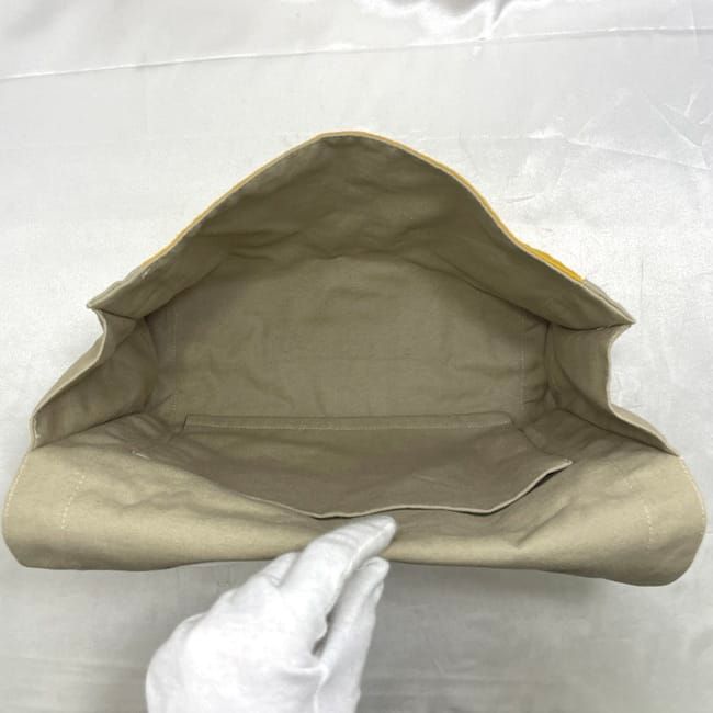 Hermes Clutch Bag Tapidocel Yellow Beige Excellent Condition Cotton