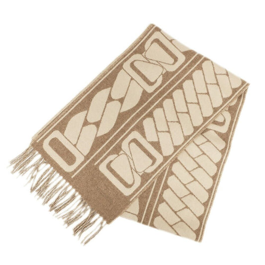 Hermes Scarf Click Se Nue Cashmere Brown Marron Glace Cles Fringe Shawl