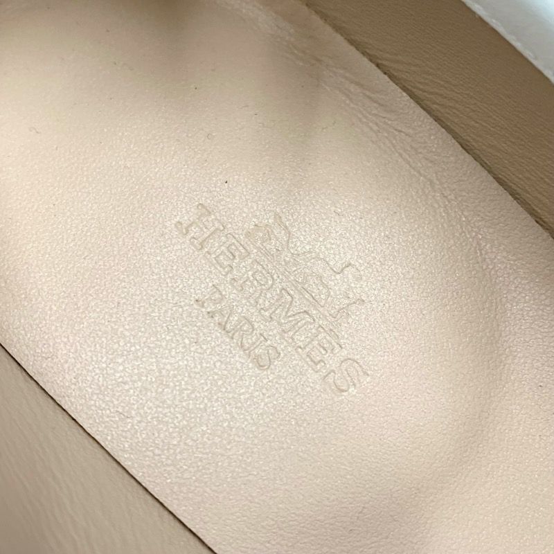 Hermes Royale Loafer Leather Shoes Leather White Beige White Silver Moccasin