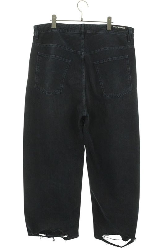 Balenciaga 24SS 786643 Tqw59 Drawcord Oversized Wide Baggy Denim Pants Men's XXS