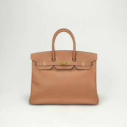 Hermes Birkin 35 Tote Courchevel Natural Brown