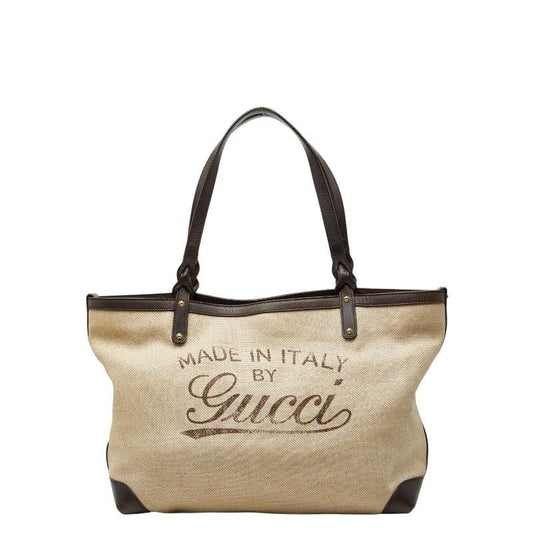 Gucci Craft Tote Beige Brown Canvas Leather