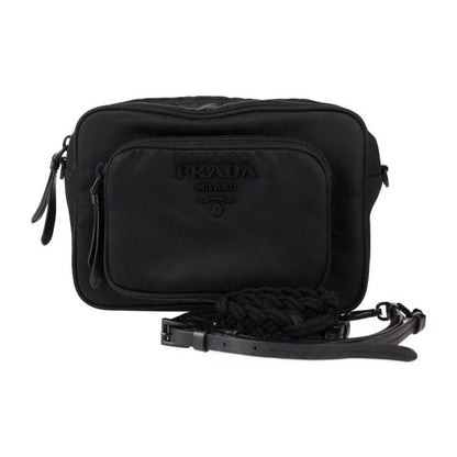 Prada Crossbody Bag Shoulder 1 Bh107 Nylon Leather Black 2-Way Pouch Logo