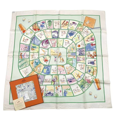 Hermes Carre 90 le Jeu Des Petits Bonheurs Little Happiness Game Scarf Silk