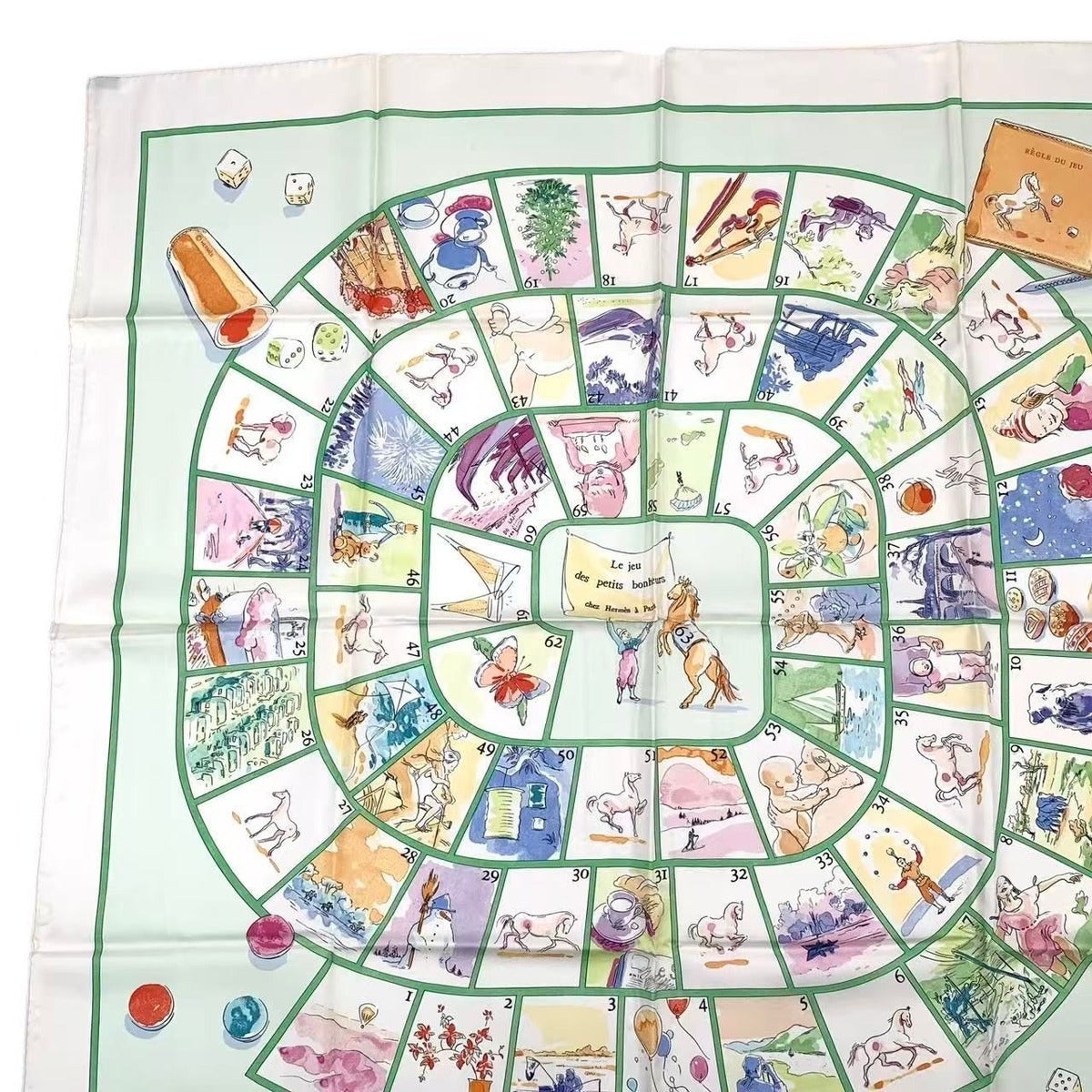 Hermes Carre 90 le Jeu Des Petits Bonheurs Little Happiness Game Scarf Silk — view 3