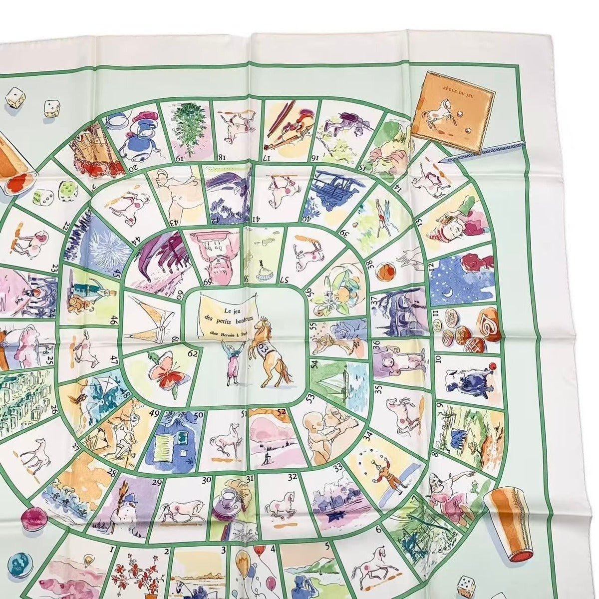 Hermes Carre 90 le Jeu Des Petits Bonheurs Little Happiness Game Scarf Silk — view 4