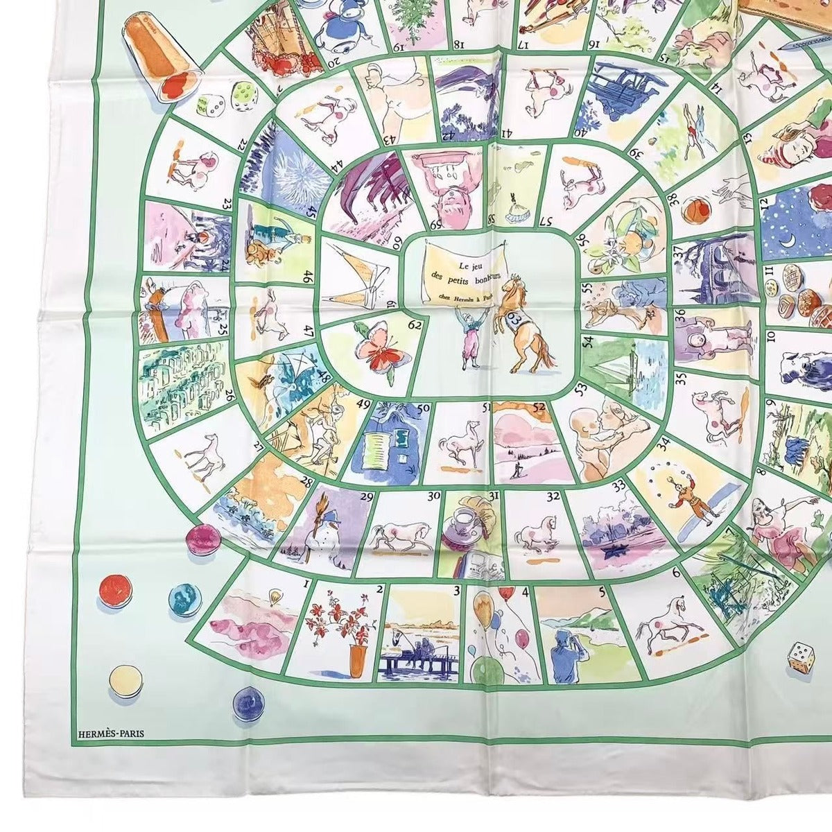 Hermes Carre 90 le Jeu Des Petits Bonheurs Little Happiness Game Scarf Silk — view 5