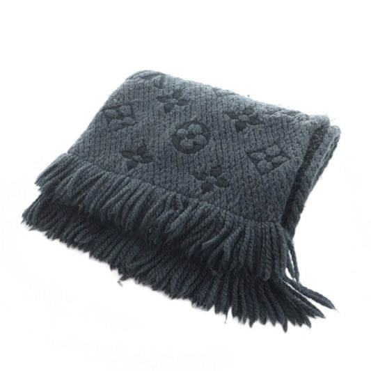 Louis Vuitton Logomania Scarf Shawl Animal Pattern Silk Black, Gray