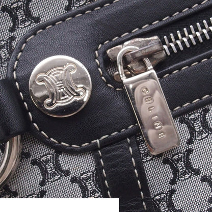 Celine Shoulder Bag Macadam Gray Black Canvas Leather — view 7