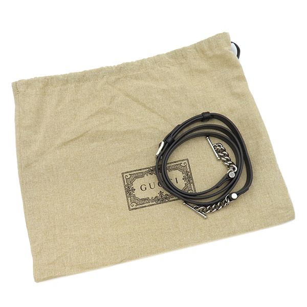 Gucci 2way Bag Double G Plate Leather Black Silver Hardware Black Shoulder