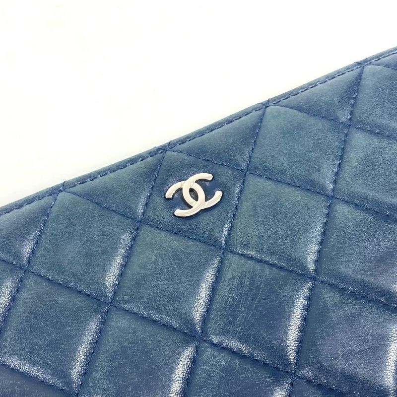 Chanel Clutch Bag CC Coco Mark Quilted Leather Navy
