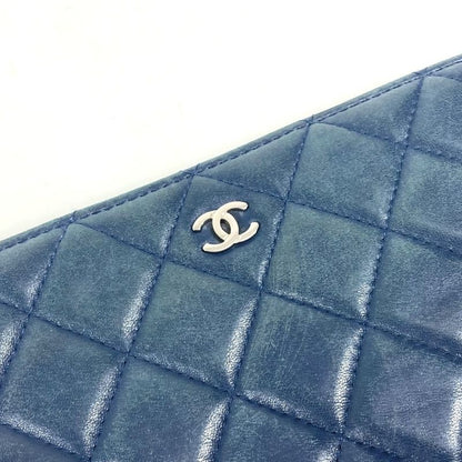Chanel Clutch Bag CC Coco Mark Quilted Leather Navy