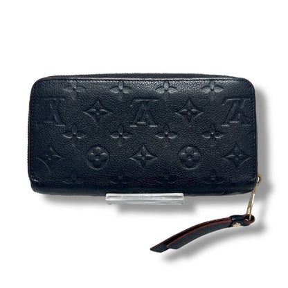Louis Vuitton Empreinte Leather Zippy Wallet Navy Embossed Monogram Pattern