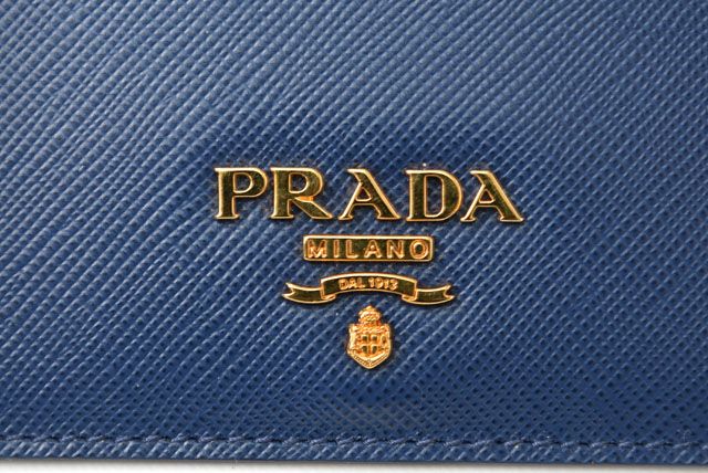 Prada Card Case Business Card Holder Saffiano Metal Blue 1m0208
