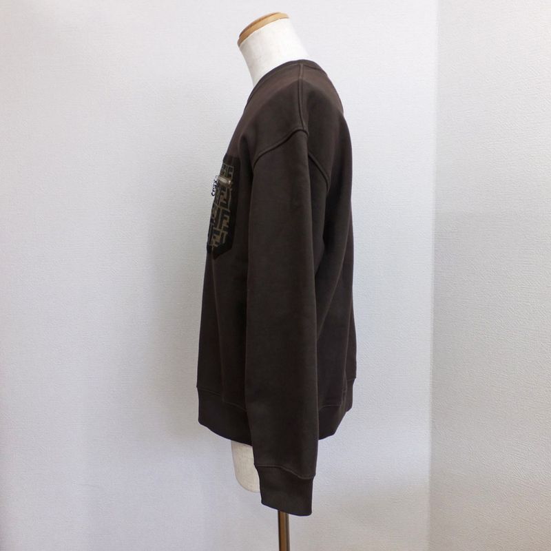 Fendi Sweat 12cpf-23-899 Size M Brown Cotton Pocket Silver-hardware