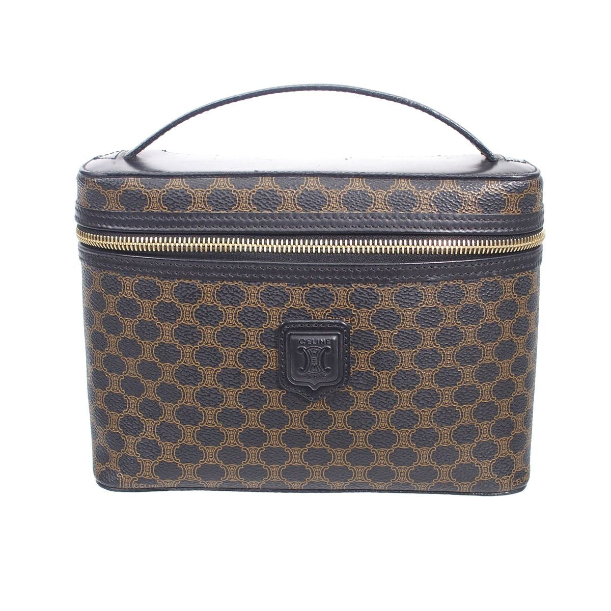 Celine Macadam Vanity Bag Black Brown Handbag