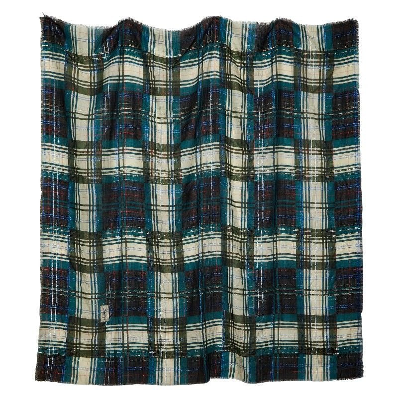 Saint Laurent Yves Large Check Shawl Multicolor Wool Silk