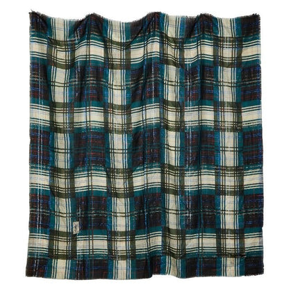 Saint Laurent Yves Large Check Shawl Multicolor Wool Silk