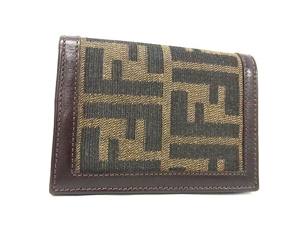 Fendi Zucca Pattern Canvas Bifold Wallet Women's Brown And Black Fm3124
