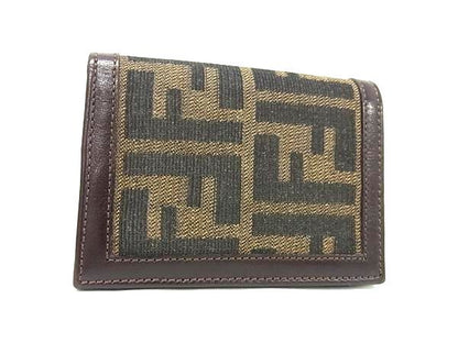 Fendi Zucca Pattern Canvas Bifold Wallet Women's Brown And Black Fm3124