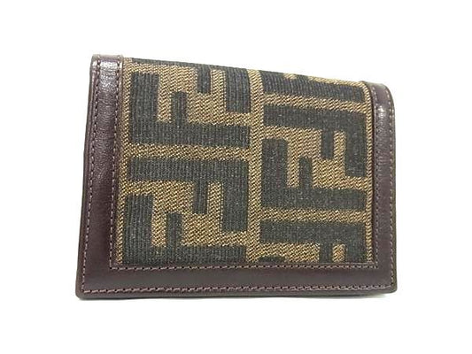 Fendi Zucca Pattern Canvas Bifold Wallet Women's Brown And Black Fm3124