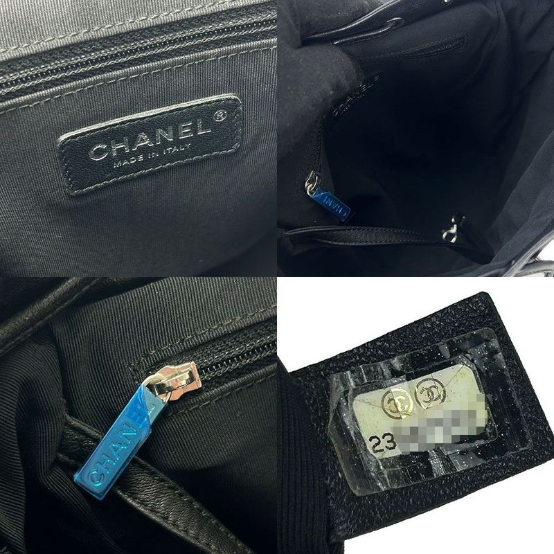 Chanel Backpack Matelasse Coco Mark Lambskin Leather 23rd Black Multicolor