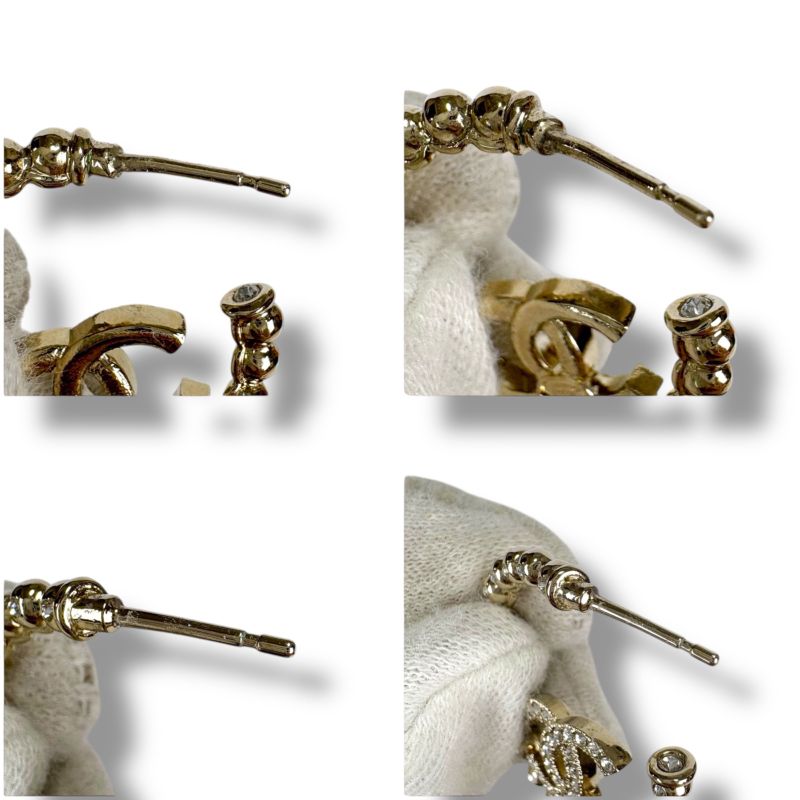 Chanel Hoop Earrings Coco Logo CC Logo Rhinestone 2025 C25P Gold Hardware