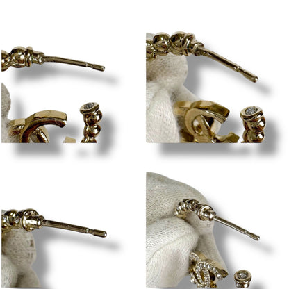 Chanel Hoop Earrings Coco Mark Logo Cc Logo Rhinestone 2025 C25p Gold Hardware