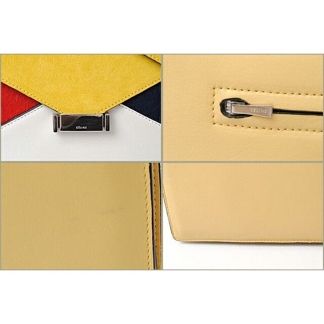Celine Shoulder Bag Clutch 2-Way Yellow with Strap — view 2