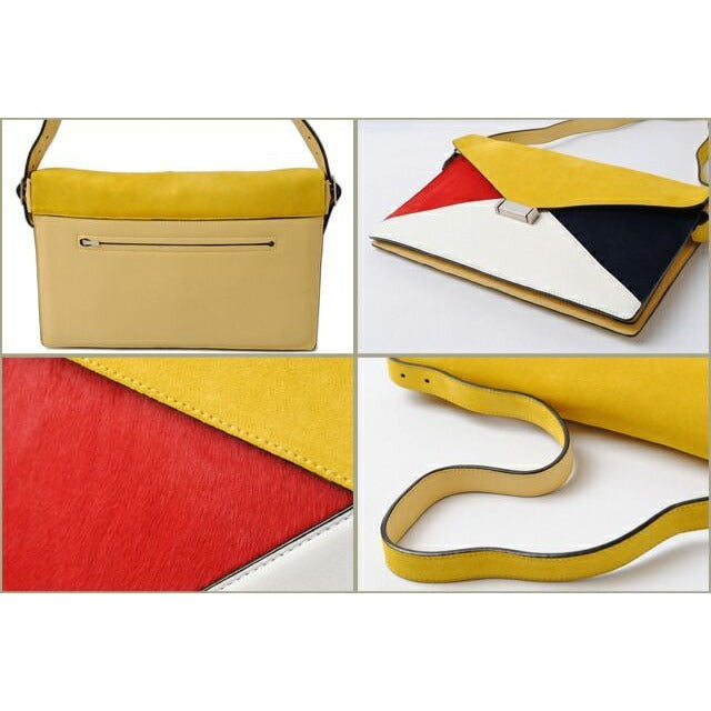Celine Shoulder Bag Clutch 2-Way Yellow with Strap — view 3