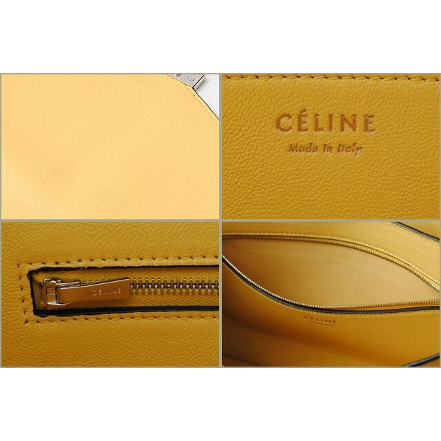 Celine Shoulder Bag Clutch 2-Way Yellow with Strap — view 5
