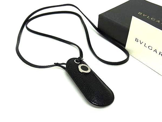 Bvlgari Colore Leather USB Holder Necklace Black Ff7784
