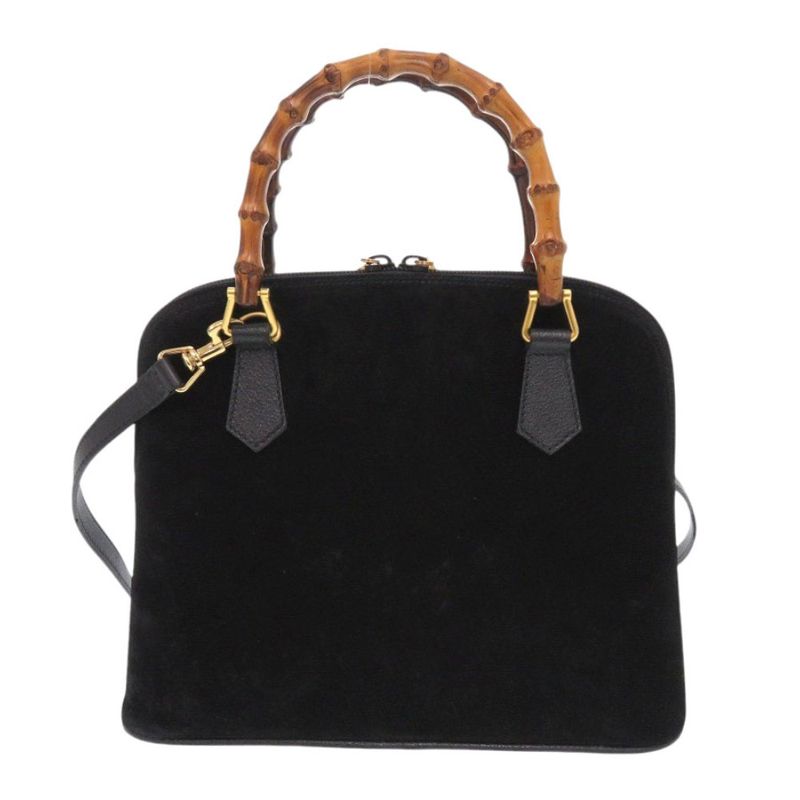 Gucci Bamboo Suede Black 2-way Handbag Black 1639 Gucci