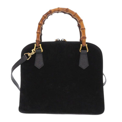 Gucci Bamboo Suede Black 2-way Handbag Black 1639 Gucci