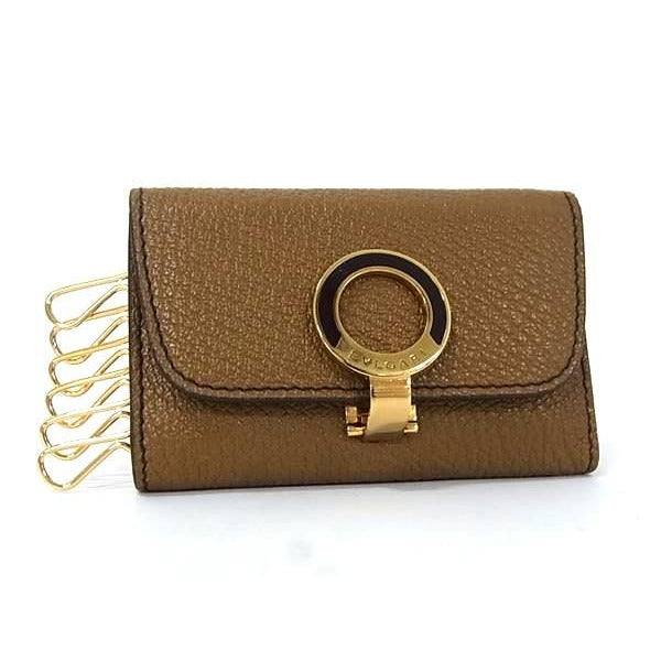 Bvlgari Leather 6-ring Key Case Brown Fl1785