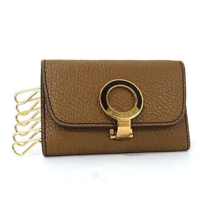 Bvlgari Leather 6-ring Key Case Brown Fl1785