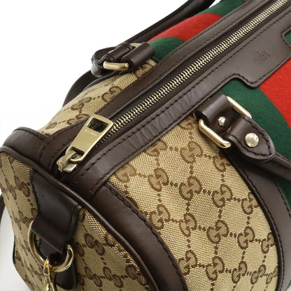 Gucci GG Canvas Sherry Line Handbag Mini Boston Bag 2WAY Shoulder Bag Leather