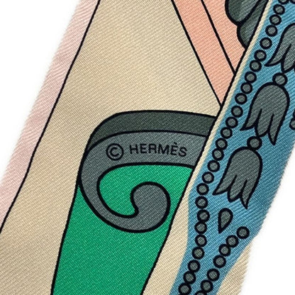 Hermes Scarf Twillie Light Yellow×gray×multi