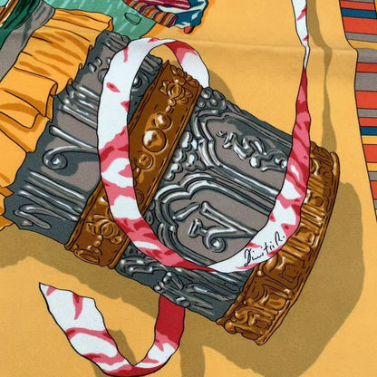 Hermes Carre 90 Scarf Silk Prieres AU VENT Prayer In The Wind Orange