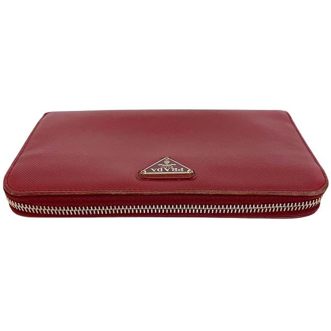 Prada Round Zipper Long Wallet Red 1m0506 Wallet Saffiano