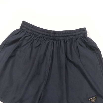 Prada 2021 P218g 100% Silk Triangle Logo Plate Shorts Black 38 Made In Italy