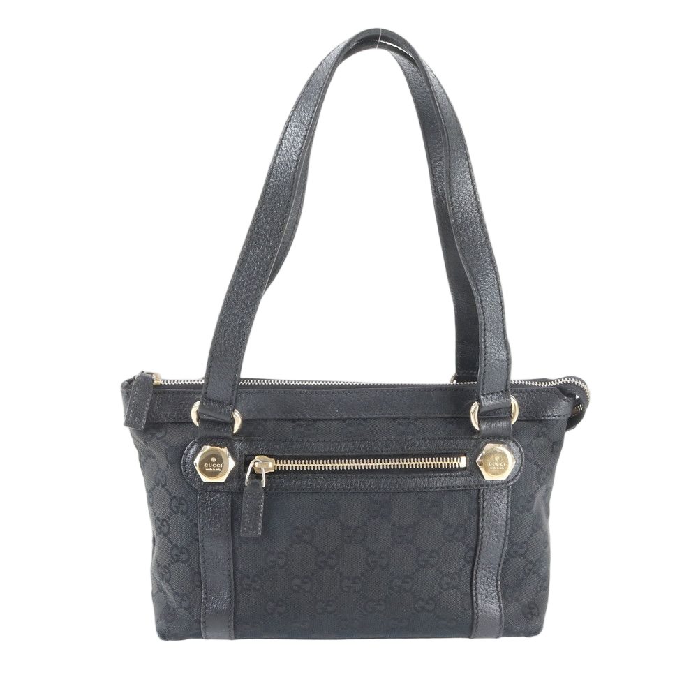 Gucci GG Canvas Leather Handbag Tote Black