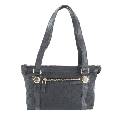Gucci GG Canvas Leather Handbag Tote Black