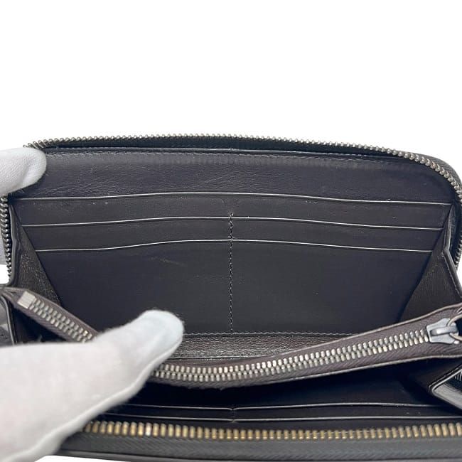 Bottega Veneta Round Zipper Long Wallet Brown Intrecciato Excellent Condition